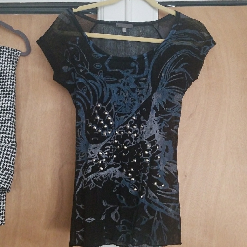 Top  studded slightly see through